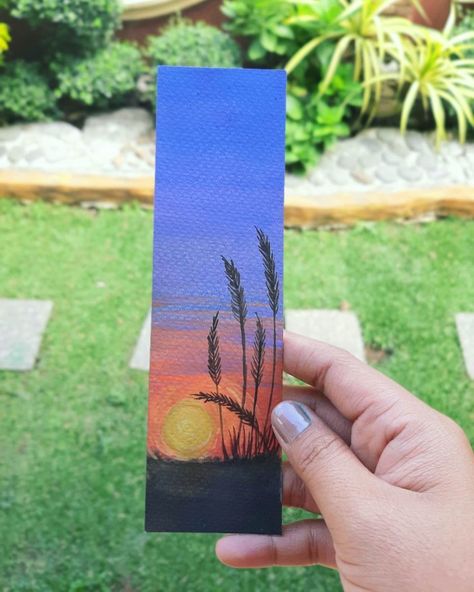 Bookmarks For Boys, Sunset Bookmark, Crayons Pastel, Handmade Bookmarks Diy, Watercolor Birthday Cards, Creative Bookmarks, Bookmark Craft, Watercolor Paintings For Beginners, Watercolor Bookmarks