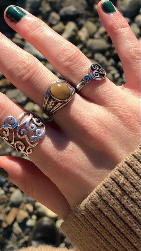 Boho Rings Aesthetic, Hippie Ring, Hippie Rings, Jewelry Accessories Ideas, Dope Jewelry, Funky Jewelry, Hippie Jewelry, Jewelry Inspo, Dream Jewelry