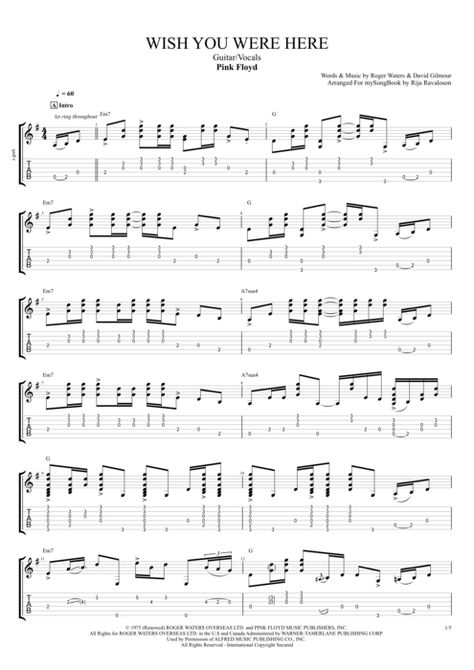 Wish You Were Here by Pink Floyd - Guitar/Vocals Guitar Pro Tab | mySongBook.com Wish You Were Here Guitar Tab, Pink Floyd Guitar, Popular Piano Sheet Music, Guitar Tabs Acoustic, Jazz Guitar Lessons, Guitar Tabs For Beginners, Learn Guitar Chords, Easy Guitar Tabs, Music Theory Guitar