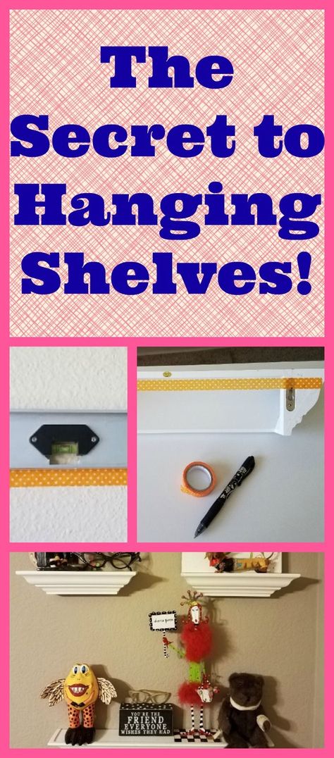 I have the secret to hanging shelves! I love decorative shelves but they can be a pain to hang. Check out our easy way to hang level shelves every time. Hack For Hanging Shelves, Easy Way To Hang Floating Shelves, How To Hang A Shelf, How To Hang Shelves On Wall, How To Hang Floating Shelves, Hanging Shelves Ideas, Hang Shelf, Diy Shelves Easy, Hang Shelves