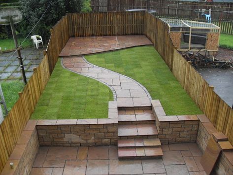 Garden Design Tiered, Small Tiered Garden Ideas, Two Tier Garden Ideas, New Build Garden Ideas Uk, Tiered Garden Ideas, Sloped Garden Ideas, Step Quotes, Garden Landscape Ideas, Walkways Ideas