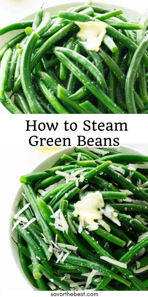 Steamed green beans makes a healthy side dish that goes well with any meal. There are only 35 calories in a generous serving and they are packed with nutrients. Learn how to steam green beans so they stay vibrant green and tender-crisp. You can serve them at any time of the year as a side to a casual dinner or an elaborate holiday meal. Steamed Green Bean Recipes, Steam Green Beans, Fresh Green Bean Recipes, How To Cook Greens, Green Beans With Bacon, Steamed Green Beans, Cooking Green Beans, Pasta Side Dishes, Gluten Free Sides Dishes