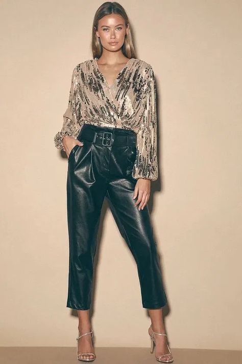 Primadonna Champagne and Silver Sequin Long Sleeve Top | Petite Looloo Sequins Top Outfit, Silver Outfits, Stunning Tops, Eve Outfit, Top Outfit, Thanksgiving Outfit, Looks Chic, Silver Sequin, Sequin Top