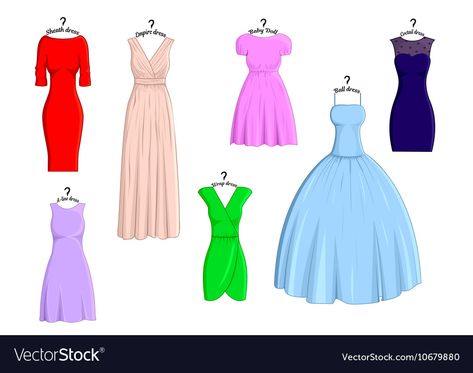 Dresses With Names, Short Frock Dresses, Outfit Names, Denim Dress Style, Dress Pro, Short Frocks, Different Types Of Dresses, Singlet Dress, Dress Vector