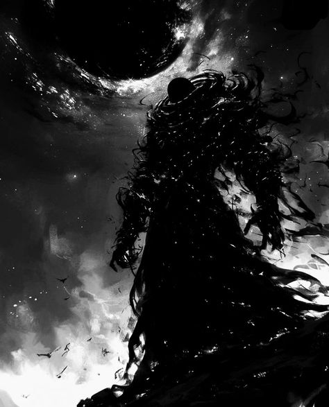 Evil Creature Art, Black Monster Art, Void God, Void Knight, Black And White Monster, Void Aesthetic, Primordial Gods, Shadow God, Dark Entity