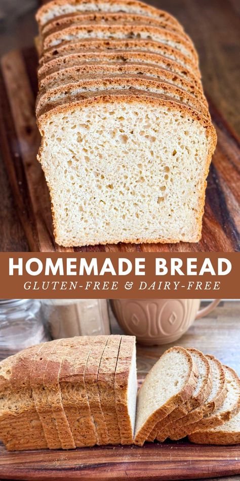 This homemade gluten-free bread is easy to make and comes together in just a little over 2 hours. It uses just one bowl to mix and separate proofing of the yeast is not necessary. If you’ve never made bread before, I have step-by-step instructions to guide you through and help you become a bread maker. Gluten Free Bread Oat Flour, Gluten Free Soughdough Bread, Gluten Free Bread Recipe Easy Simple, Fluffy Gluten Free Bread, Diy Gluten Free Bread, Gluten Free Bread Maker Recipes, How To Make Gluten Free Bread, Gluten Free Homemade Bread, Gf Bread Recipes