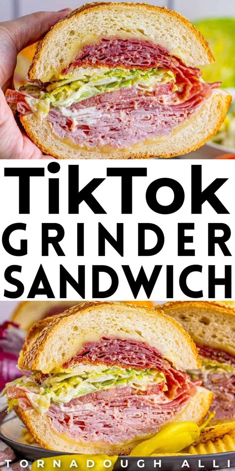 TikTok grinder sandwiches are packed with meat, cheese, lettuce, tomatoes, and more. These grinder sandwiches are so easy to make and perfect for a quick and easy lunch or dinner. Based on the popular recipe on TikTok, these grinder sandwiches are perfect if you're looking for an easy meal to make. Try these TikTok grinder sandwiches today! Tiktok Grinder Sandwich, Tiktok Grinder, Grinder Sandwiches, Grinder Sandwich, Sandwhich Recipes, Deli Sandwiches, Sub Sandwiches, Easy Lunch, Chapati