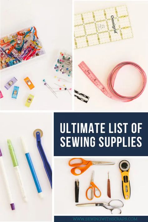 The Ultimate List of Sewing Supplies - Sewing With Scraps Sewing With Scraps, Fabric Flower Bouquet, Diy Back To School, Hand Sewing Needles, Sewing Machine Needles, Sewing Space, Needle Threader, Tree Quilt, Sewing Needles