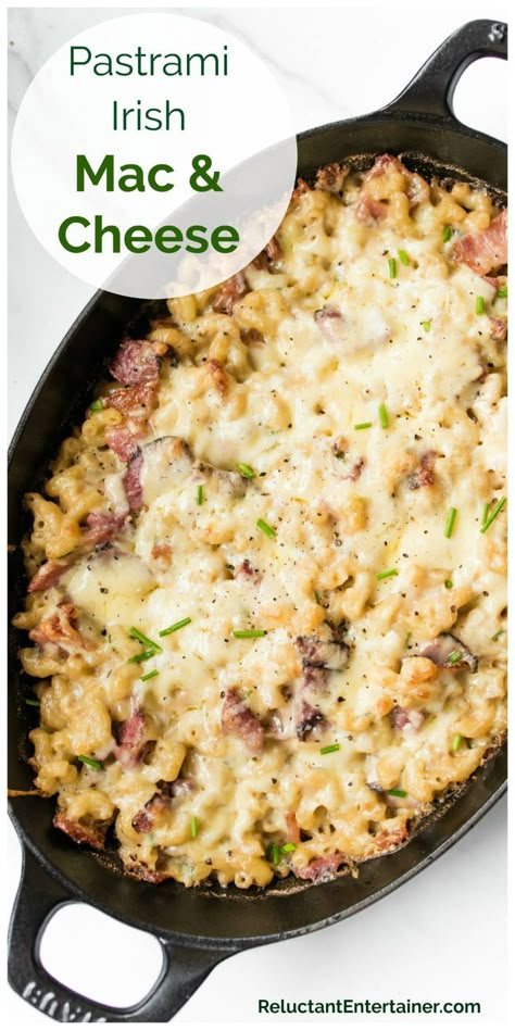 You must make this comforting and cheesy Pastrami Irish Mac and Cheese Recipe. So simple to make for a St. Patricks Day gathering! Irish Mac And Cheese, Pastrami Recipe, Pork Carnitas Recipe, Irish Cooking, Irish Dishes, Comfort Soup Recipes, Carnitas Recipe, Mac And Cheese Recipe, Soda Bread