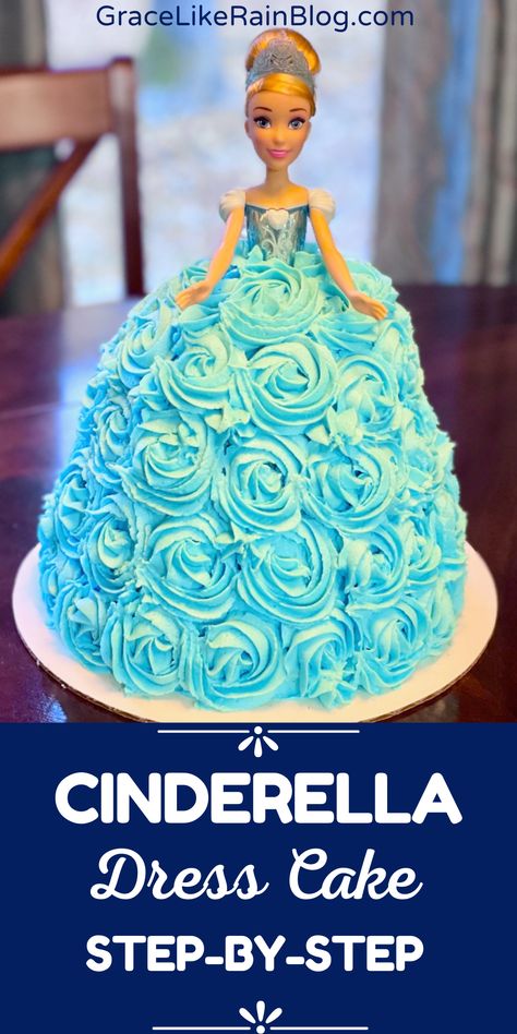 Princess Cinderella Cake Ideas, Doll Cake Design Simple, Cinderella Cake Ideas, Doll Dress Cake, Cinderella Princess Cake, Cinderella Doll Cake, Princess Dress Cake, Birthday Cake Simple, Royal Fiveness