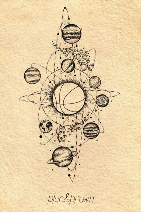 Basketball Tattoo Design, Basketball Tattoos, Basketball Drawings, Football Tattoo, Wicked Tattoos, Theme Tattoo, 200 Followers, Original Tattoos, Greek Tattoos