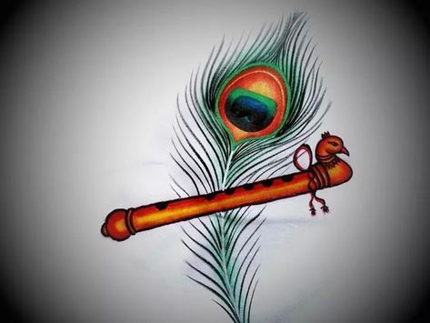 Krishna Flute With Peacock Feather Painting Flute Drawing, Peacock Feather, Krishna, Photography