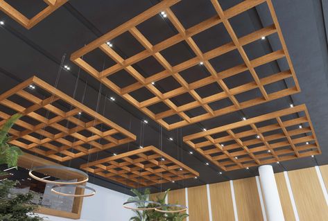 Cafeteria Ceiling Design, Bar Ceiling Design, Restaurant Ceiling Ideas, Ceiling Trellis, Trellis Ceiling, Coffered Ceiling Design, Outdoor Restaurant Design, Bar Ceilings, Coffee Shops Interior