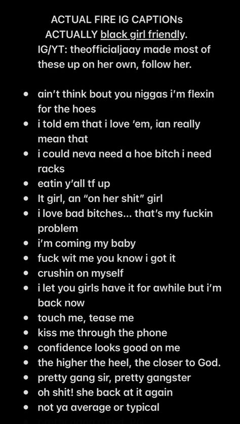 Gang Instagram Captions, Instagram Captions 2024 Baddie, Y2k Ig Captions, Birthday Captions Black Woman, Spam Captions Instagram Photo Dump, Pretty Girl Captions, Raw Ig Captions, 2024 Captions, Fire Captions