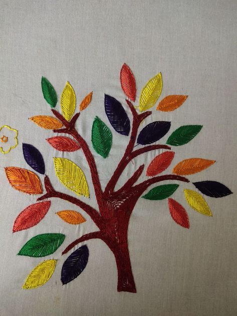 leaf stitch design/ hand work stitch/ embroidery design/ aari work Simple Flower Embroidery Designs, Leaf Stitch, Simple Flower Drawing, Embroidered Canvas Art, Stitch Embroidery Design, Simple Hand Embroidery Patterns, Birds Embroidery Designs, Flower Decorations Diy, Flower Drawing Design