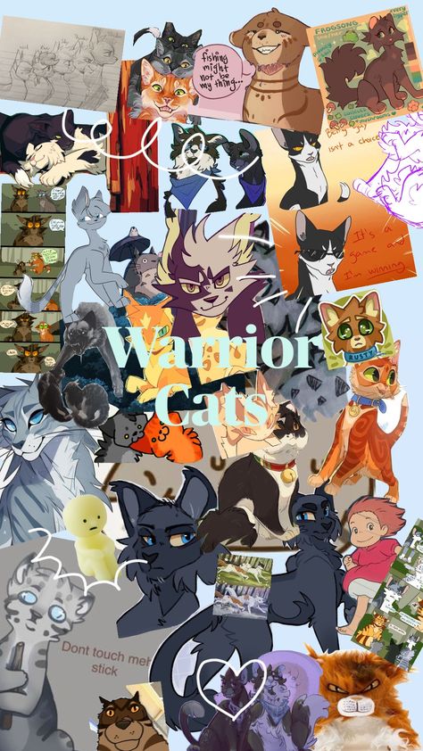 Warrior cats is a great series yall need to read it 💭 #Warriorcats #warriorcats #wallpapercollage Warrior Cats Wallpaper Iphone, Warrior Cats Wallpaper Jayfeather, Warrior Cats Thunderstar, Warrior Cat Polish Cover, Warriors Graphics Cat, Warrior Cat Starclan, Warrior Cats Books, Cat Books, Cat Wallpaper