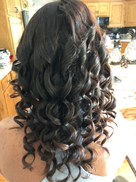 Marcel Curls Hairstyles, Flora And Curl, Wavy Curls With Straightener, Curls With Straightener, Olivia Grace, Wavy Curls, Birthday Hair, Ribbon Hairstyle, Curl Styles