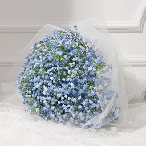 PRICES MAY VARY. 💐PACKAGE & SIZE: Pack of 10 pcs long stem artificial babys breath flowers. Each gypsophila is 21 inches long and has about 90 flower heads. Enough length make the baby breath flowers suitable for most vases to create an elegant atmosphere. 💐LIFELIKE & EASY TO CARE: The flower heads are made of high quality PU material, which looks lifelike and has a real touch. The babys breath flowers are harmless, UV resistant, non-fade and durable. They don' t need water, sunshine, fertiliz Bouquets For Weddings Brides, Blue Flowers For Baby Boy, Beach Floral Arrangements Wedding, Blue Accent Flowers, Hydrenga Wedding Bouquets, Wedding Flowers Babysbreath, Light Blue And White Sweet 16, Prom Bouquet Light Blue, Blue Flowers Baby Shower Theme