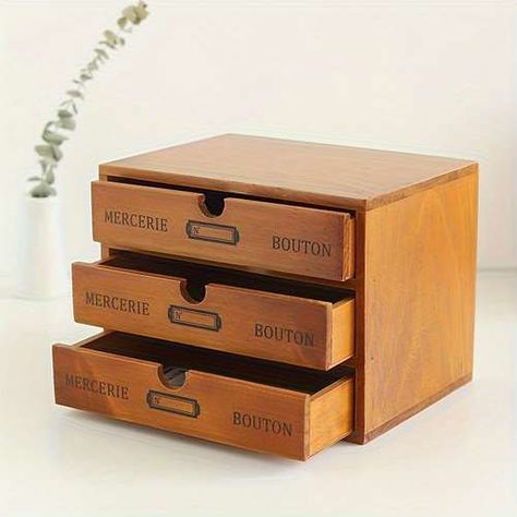 Temu | Explore the Latest Clothing, Beauty, Home, Jewelry & More Wood Desk With Drawers, Desktop Storage Drawers, Card Catalog Cabinet, Box With Drawers, Counter Top Accessories, Wooden Desk Organizer, Desktop Drawers, Wooden Organizer, Countertop Storage