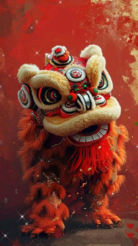 Dance Art Drawing, Lion Dragon, Chinese Lion Dance, Chinese New Year Poster, Chinese Lion, Dragon Chino, Dance Wallpaper, Chinese Background, Paradise Wallpaper