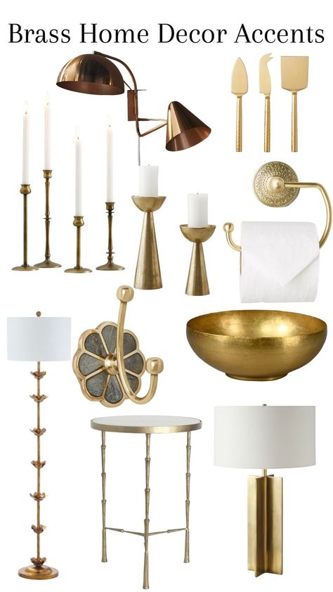 Brass home decor accents for your apartment living Brass Accessories Living Room, Living Room With Brass Accents, Antique Brass Decor Living Room, Brass Accents Living Room, Decorating With Brass Accents, Gold Accents Living Room, Brass Living Room, 2025 Design, Fantasy Room