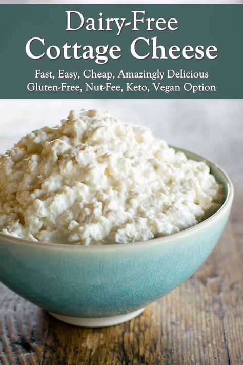 Dairy-Free Cottage Cheese Recipe (Fast, Easy, Cheap & Amazing!) Cottage Cheese Keto, Lactose Free Cottage Cheese, Vegan Cottage Cheese, Cottage Cheese Recipe, Cheese Keto, Cheese Alternative, Vegan Cheese Recipes, Cottage Cheese Recipes, Dairy Free Cheese