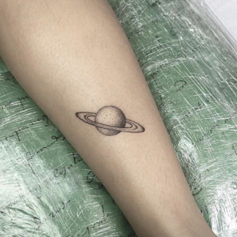 Jupiter Saturn Tattoo, Planet Patchwork Tattoo, Cute Saturn Tattoos, Tattoo Ideas Saturn, Saturn Tiny Tattoo, Unique Saturn Tattoo, Patch Work Tattoo Ideas, Jupiter Tattoo, Saturn Tattoo