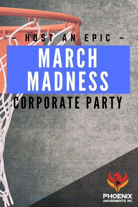 Host an Epic MARCH MADNESS Corporate Party!  Need some killer basketball machines to kick up your event?  Look no further. #PhoenixAmusements #corporateeventideas #eventprofs #marchmadnessgames #interactiveactivities #adultpartygames #basketballpartyideas #basketballgames #basketballpartyideas #basketballpartyideasforadults March Madness Activities, Corporate Party Decorations, March Madness Games, March Madness Party, March Madness Parties, Corporate Party Invitation, Hoops Basketball, Basketball Party, Basketball Theme