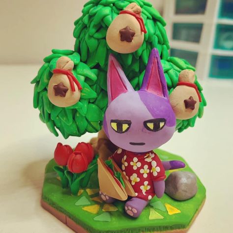 Clay Sculpture Painting, Ceramics Games, Polymer Clay Diorama, Animal Crossing Diorama, Diy Animal Crossing Crafts, Animal Crossing Clay Ideas, Diorama Clay, Video Game Clay Sculpture, Acnh Crafts