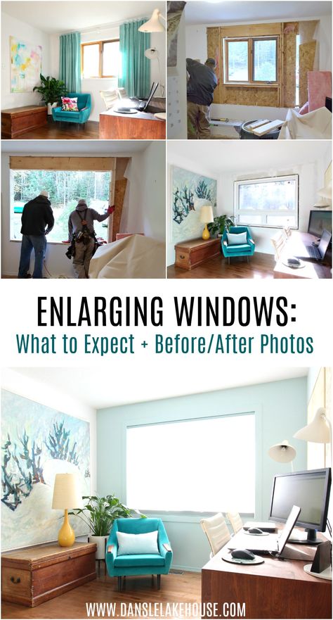 Getting Windows Replaced: What to Expect Getting Bigger Windows Installed. See the process, read my tips, and tour an entire home before/after with brand new windows. #renovating #windows #homerenovation #windowrenovation Window Before And After, Enlarge Windows Before And After, How To Add Windows To Your House, Replacing Small Windows With Bigger Ones, Adding Bigger Windows To House, Bigger Windows Before And After, Changing Windows Before And After, Window Renovation Before And After, Window Remodel Before And After