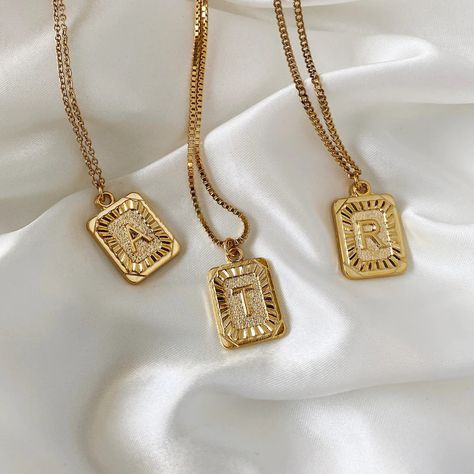 Gold Pendants For Men, Gold Letter Pendants, Gold Initial Pendant, Dainty Initial Necklace, Gold Letter Necklace, Letter Pendant Necklace, Coin Pendant Necklace, Initial Necklace Gold, Letter Charm