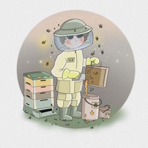 #aesthetic #illustration #animation #beekeeping #beekeeper #bees #honey #procreate #procreateartist #procreateillustration #follow4follow #pastelcolor Animated Illustration, Draw Music, Aesthetic Illustration, Drawing Photography, Instagram Painting, Bee Keeper, Photography Artwork, Illustration Animation, Sketch Style