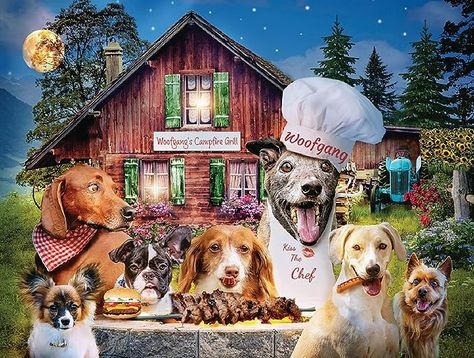 Amazon.com: SUNSOUT INC - Wolfgang's Campfire - 300 pc Jigsaw Puzzle by Artist: Karen Burke - Finished Size 18" x 24" Dogs - MPN# 72073 : Toys & Games 300 Pieces Jigsaw Puzzle, Puzzle Table, Christmas Crafts For Toddlers, 300 Piece Puzzles, Indoor Toys, Wild Adventures, Red Truck, Toddler Crafts, Campfire