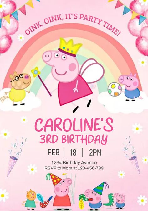 peppa pig birthday invitation Peppa Pig Birthday Invitations Free, Peppa Pig Birthday Invitation Card, Peppa Pig Birthday Invitations Template, Peppa Pig Party Invitations, Peppa Pig Birthday Party Invitations, Peppa Pig Invitation Template Free, Peppa Pig Invitation, Peppa Pig Happy Birthday, Peppa Pig Birthday Party Ideas