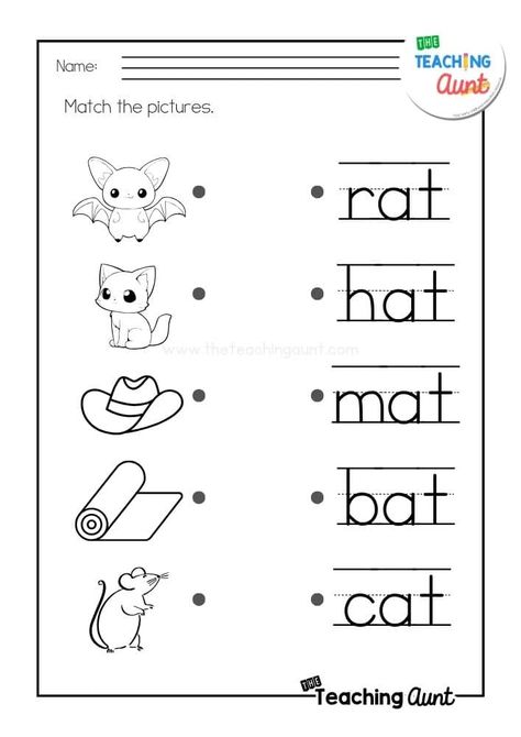 At Sound Worksheet, Cvc At Words Worksheets, Two Letter Words For Kids, Word Family Worksheets Free, At Word Family, English Kindergarten, Phonic Sounds, Phonics Cvc Words, At Words