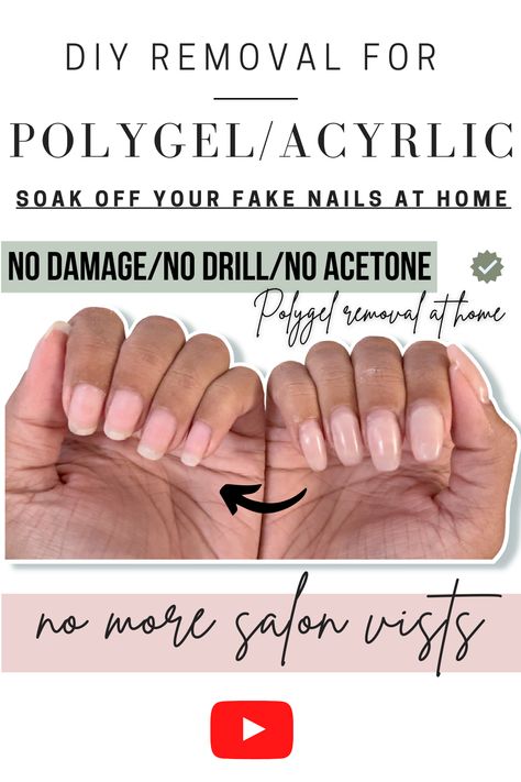 Soak Off Acrylic Nails, Take Off Acrylic Nails, Remove Fake Nails, Remove Acrylics, Overlay Nails, Natural Acrylic Nails, Remove Acrylic Nails, Gel Manicure At Home, No Chip Nails