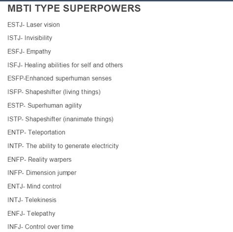 well i would want telekinesis but the ability to generate elctricity is cool so i wont complain Mbti Superpowers, Cool Superpowers, Meyers Briggs Personality Test, Isfj Personality, Personality Chart, Infp Personality Type, Healing Abilities, Mbti Type, Meyers Briggs