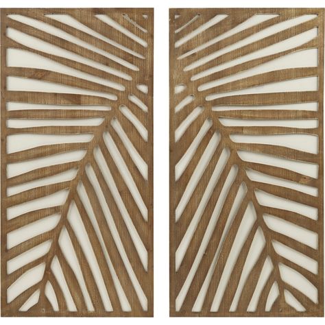 Wood Panel Wall Decor, Carved Wall Decor, Wood Panel Wall, Panel Wall Decor, Brown Wall Decor, Palm Pattern, Palm Leaf Design, Dimensional Wall Art, American Signature Furniture