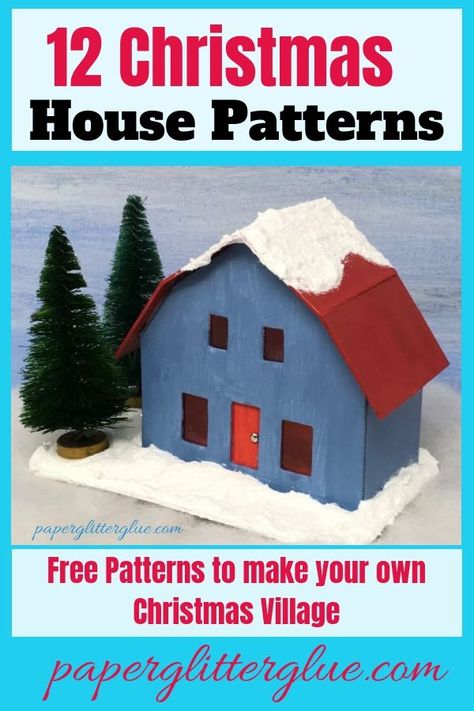 Vintage Putz Houses, Diy Christmas Village Houses, Barn Christmas, Putz House, Diy Christmas Village, Christmas Village Houses, Brush Trees, Christmas Challenge, Glitter Houses