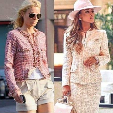 Chanel Like Jacket, Chanel Type Jacket Outfit, How To Wear A Chanel Jacket, Chanel Inspired Tweed Jacket, Chanel Jacket 2023, Pink Chanel Jacket Outfit, Channel Tweed Outfit, Tweed Jacket Outfit 2023, Chanel Boucle Jacket