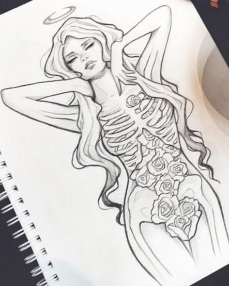 Skeleton Girl, Tattoo Heart, Desenho Tattoo, Dark Art Drawings, Arte Sketchbook, Arte Inspo, A Drawing, Art Drawings Sketches, Tattoo Art