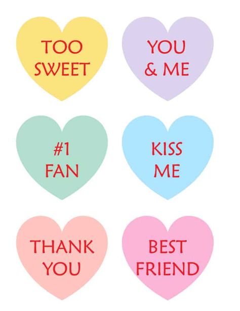 These printable candy hearts are a calorie-free way to sweeten someone's day! Printable Conversation Hearts, Free Printable Valentine Cards, Hearts Printable, Printable Valentine Cards, Letters Worksheets, Valentine Bingo, Emoji Valentines, Valentine Printables, Valentines Day Words