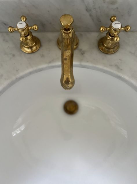 A New Source (to Us) for Unlacquered Brass Fittings and Fixtures - Remodelista Brass Soap Dispenser, Bistro Shelving, Cafe Rod, Kitchen Guide, Pot Rack Hanging, Gathering Table, Tile Countertops, Age Gracefully, Countertop Design