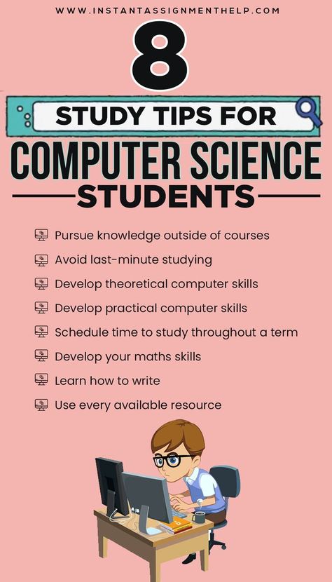 Computer Science Study Tips for Students Computer And Information Science, Notes For Computer Science, What Can You Do With A Computer Science Degree, Computer Engineering Study Tips, Computers For College Students, Study Motivation Coding, How To Study Computer Subject, Computer Learning Tips, Tips For Computer Science Students