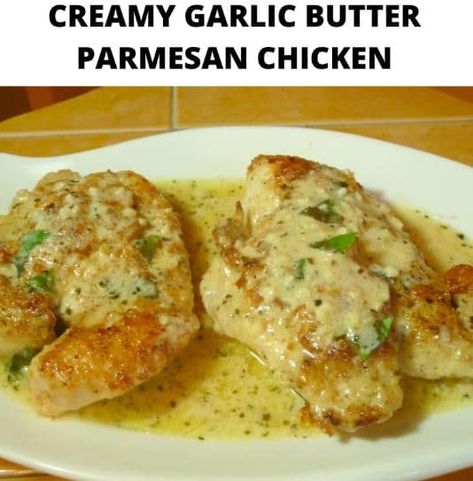 CREAMY GARLIC BUTTER PARMESAN CHICKEN - Kizios Recipes Creamy Garlic Butter Parmesan Chicken, Garlic Butter Parmesan Chicken, Butter Parmesan Chicken, Chicken In A Skillet, Chicken Cutlet Recipes, Creamy Garlic Chicken, Garlic Chicken Recipes, Garlic Parmesan Chicken, Garlic Butter Chicken