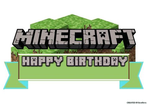 Minecraft Toppers Printable Free, Happy Birthday Minecraft Image, Minecraft Cake Toppers Printable, Minecraft Frame, Minecraft Happy Birthday, Minecraft Cake Topper, Minecraft Birthday Card, Minecraft Figures, Little Mermaid Cake Topper