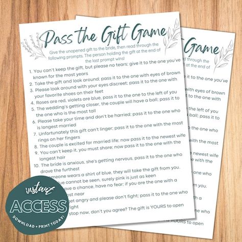 Passing The Gift Game, Bridal Shower Memory Game, Bridal Shower Gift Bingo, Pass The Poem Bridal Shower Game, Bridal Shower Pass The Gift Game, Pass The Gift Baby Shower Game, Pass The Gift Games, Pass The Gift Bridal Shower Game, Fun Bridal Shower Games Activities