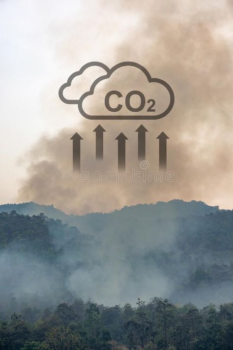 Climate change, Wildfires release carbon dioxide (CO2) emissions and other greenhouse gases (GHG) stock image Green House Gases, Climate Changes Posters, Net Zero Emissions, Climate Changing, Climate Changing Causes, Recent Anime, Graphic Design Infographic, Renewable Sources, Design Infographic