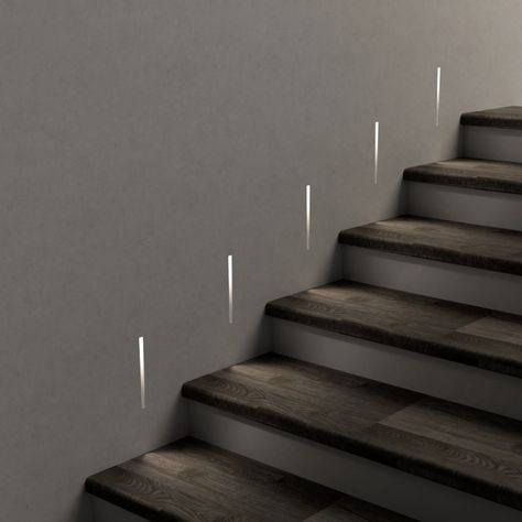 Modern Staircase Lighting, Stairs Lighting Ideas, Stair Lights Indoor, Stairs Lighting, Staircase Wall Decor, Stairway Lighting, Stairs Design Interior, Architectural Lighting Design, Stair Remodel