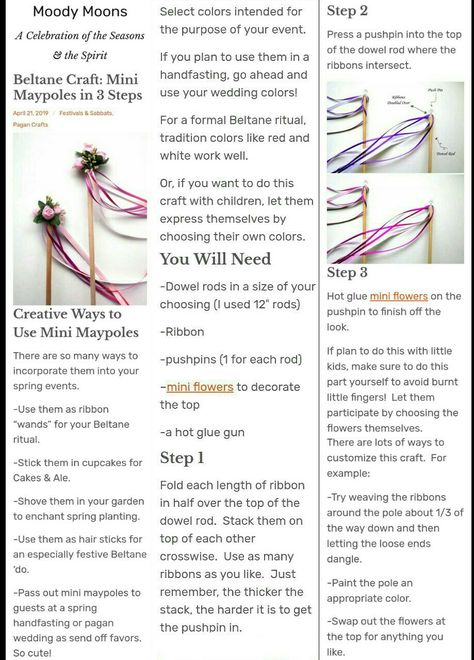 Beltane Maypole Diy, Mini Maypole Diy, Beltane Celebration Ideas, Maypole Diy, Beltane Activities, Beltane Goddess, Pagen Holidays, Mini Maypole, Witch Seasons